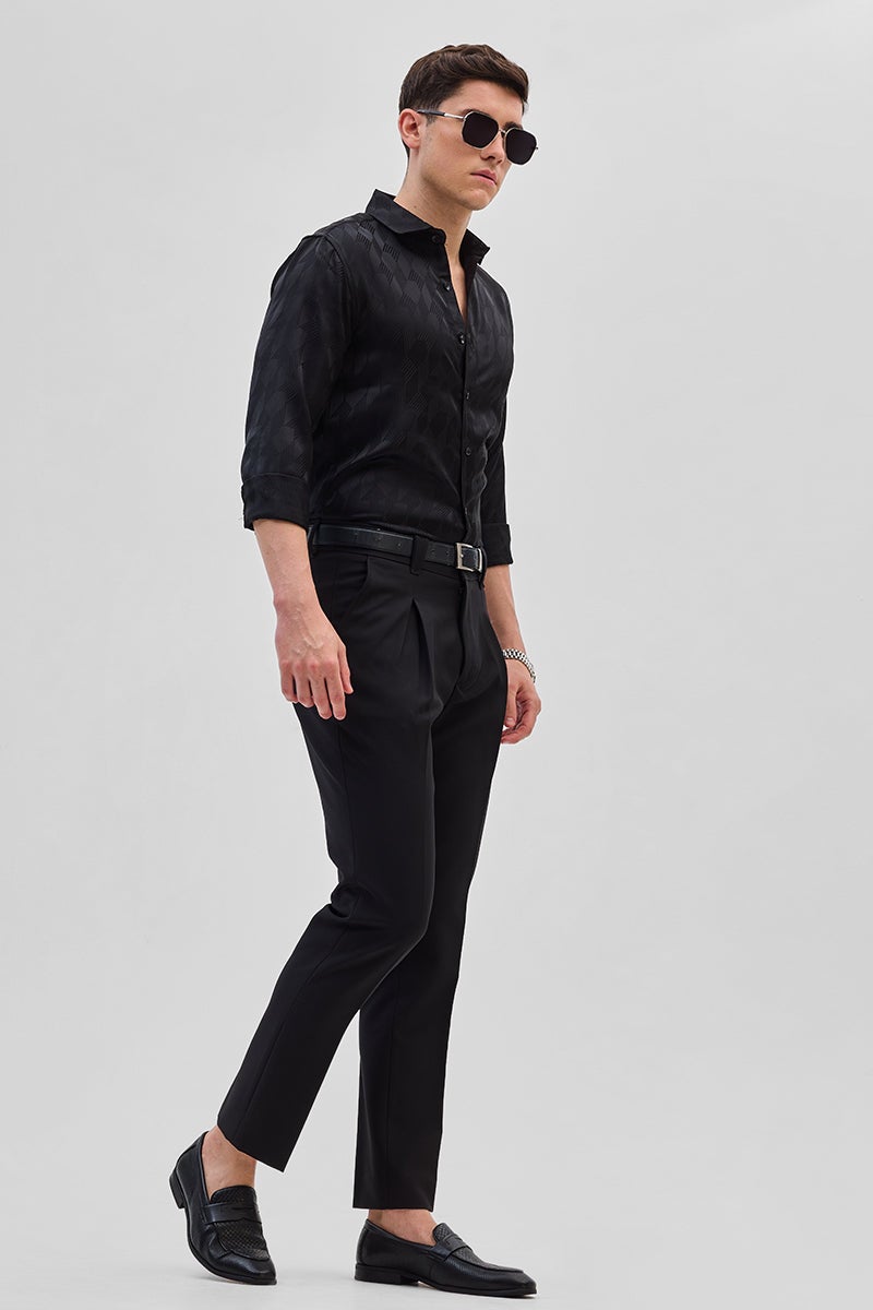 SNITCH Black Slim Fit Stretch Trousers - Image 3